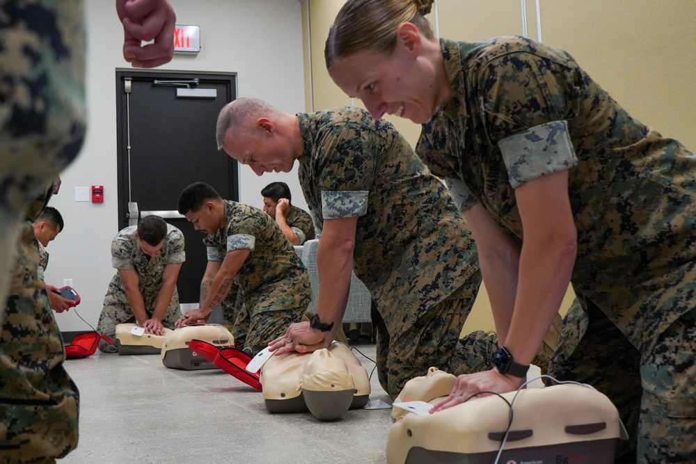Marines and Sailors with Camp Blaz conduct AED and CPR training