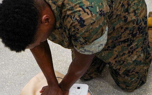 Marines and Sailors with Camp Blaz conduct AED and CPR training