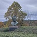 Bust of President John F. Kennedy stands at the JFK Overlook at Greers Ferry Dam