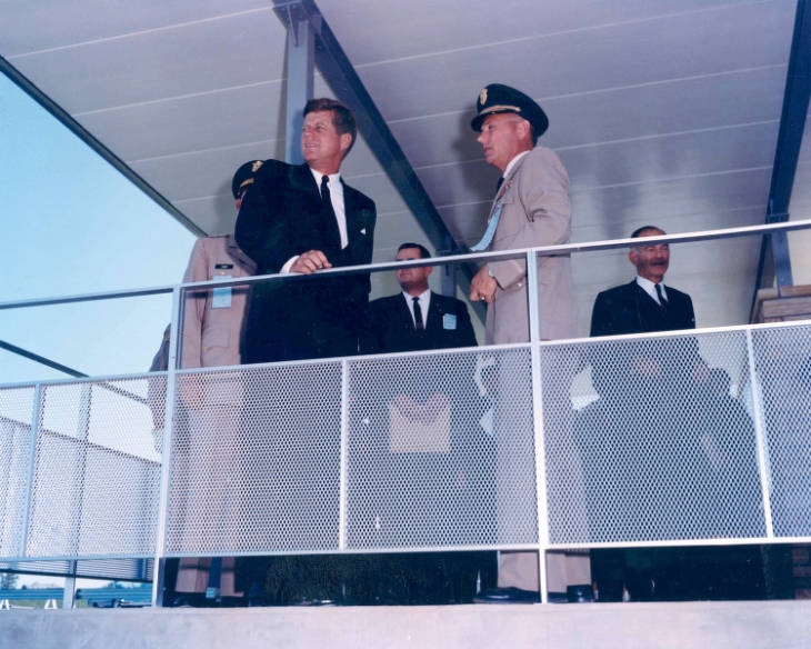 President John F. Kennedy visits Greers Ferry Dam overlook