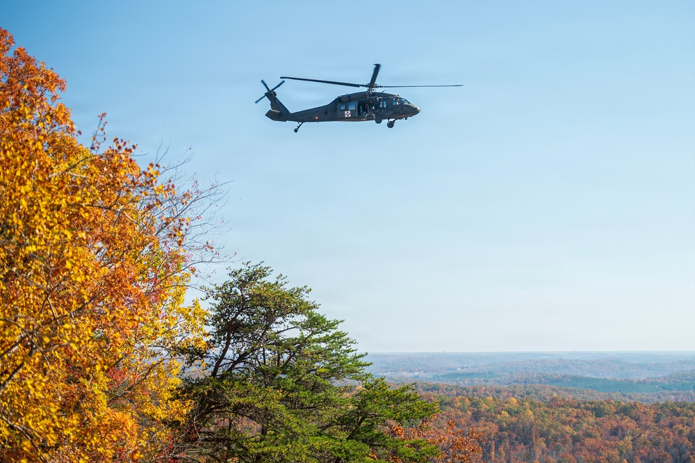 South Carolina National Guard Helicopter Aquatic Rescue Team conducts air-rescue and hoisting training in Pickens County