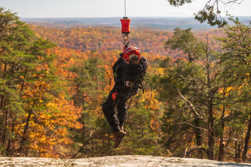 South Carolina National Guard Helicopter Aquatic Rescue Team conducts air-rescue and hoisting training in Pickens County