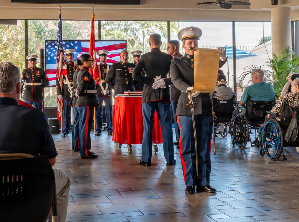 MARCENT Marines Celebrate 250th Marine Corps Birthday With Veterans at James A. Haley VA