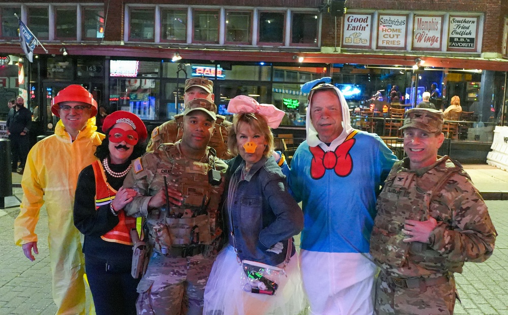 Tennessee National Guard on Beale Street for Halloween