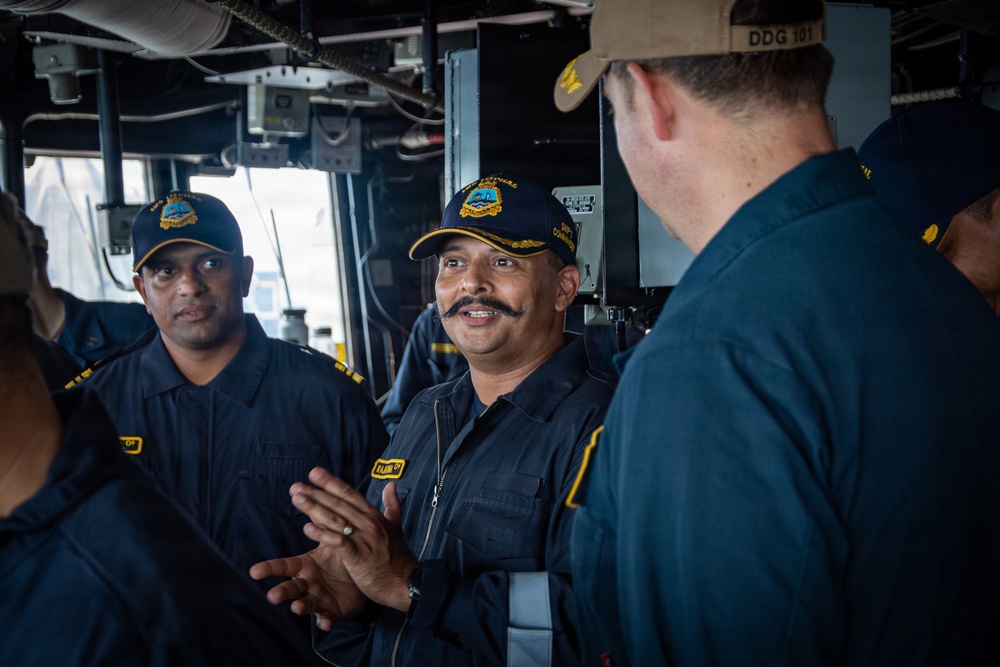 Indian Navy Destroyer INS Imphal (D-68) Tours USS Gridley