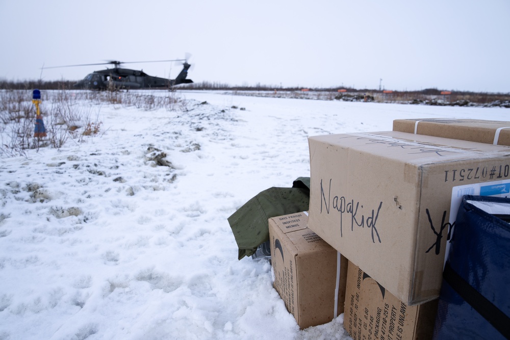 AKOM members deliver supplies to Napakiak during Operation Halong Response