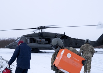 AKOM members deliver supplies to Napakiak during Operation Halong Response