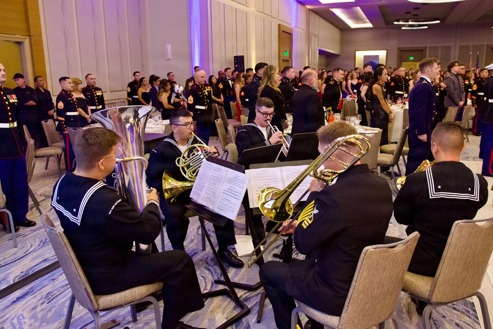 Navy Band Southwest's Harborside Brass Quintet performs Marine's 250th Birthday Ball