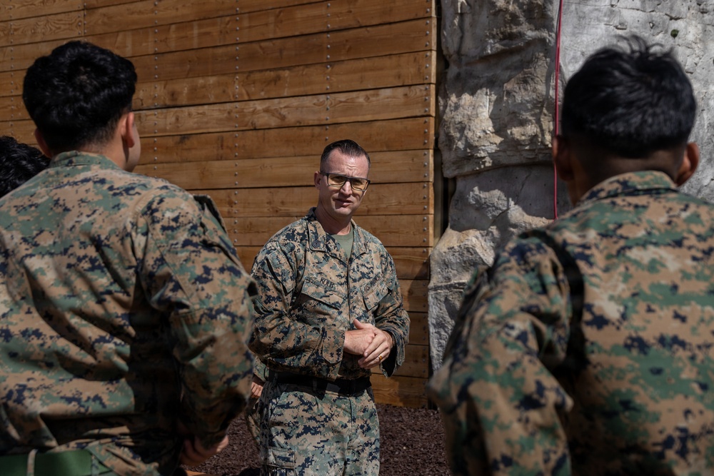 U.S. Marines with HQBN Conduct Tower Rappelling Training at MCBH