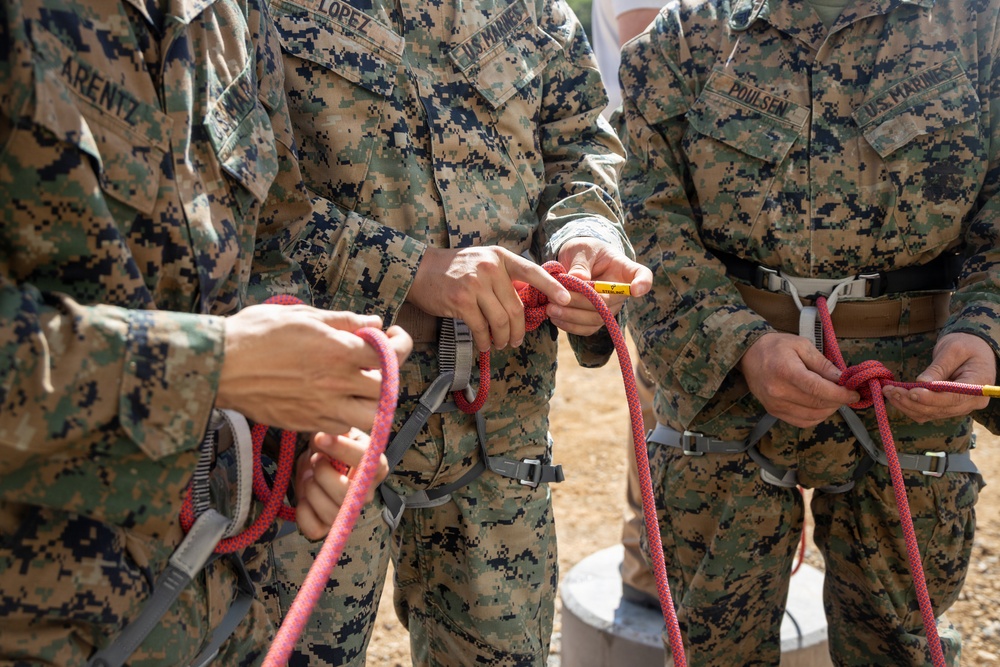 U.S. Marines with HQBN Conduct Tower Rappelling Training at MCBH