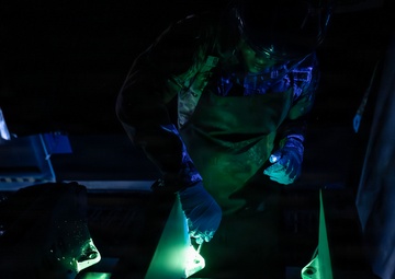 169th Maintenance Squadron Airmen conduct nondestructive inspection