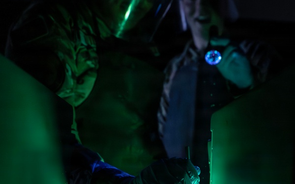 169th Maintenance Squadron Airmen conduct nondestructive inspection