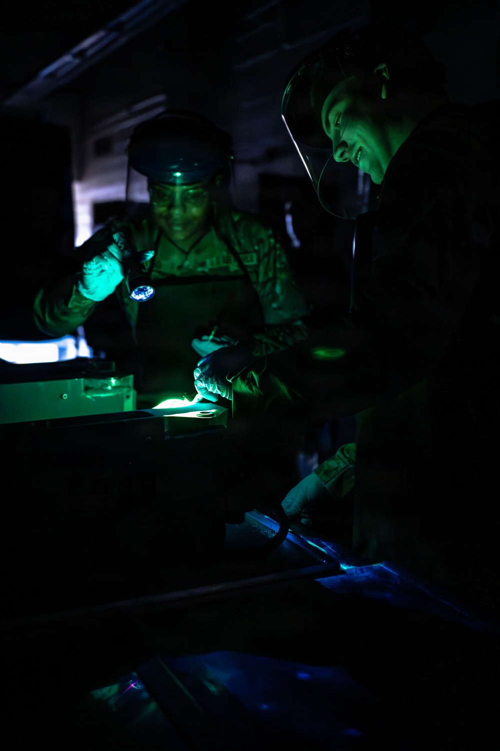 169th Maintenance Squadron Airmen conduct nondestructive inspection