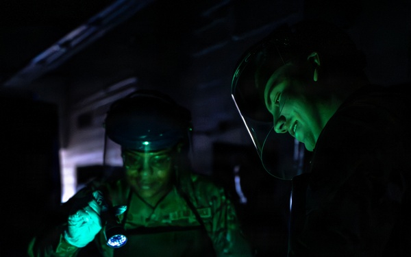 169th Maintenance Squadron Airmen conduct nondestructive inspection