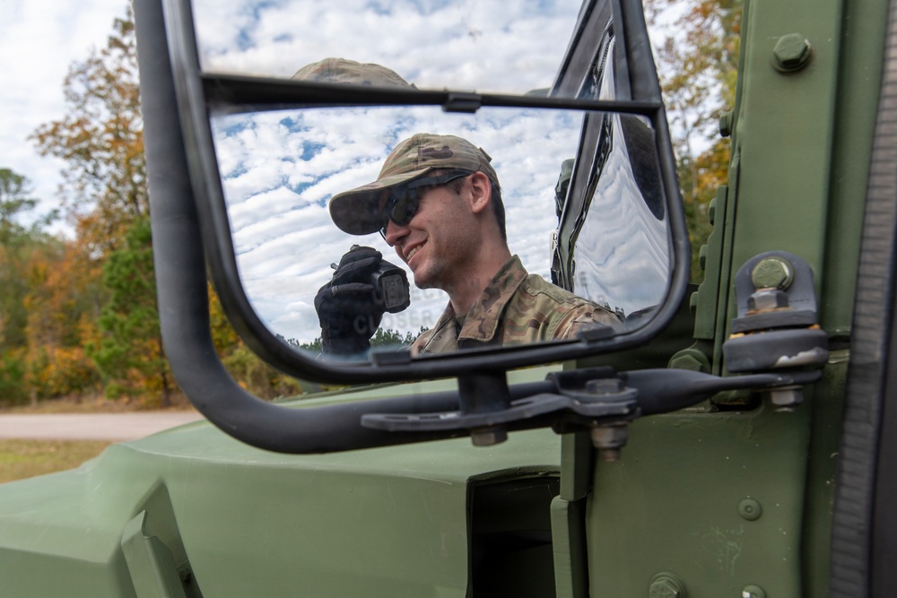 245th Combat Airfield Operations Squadron Airmen conduct field setup and teardown training at McEntire