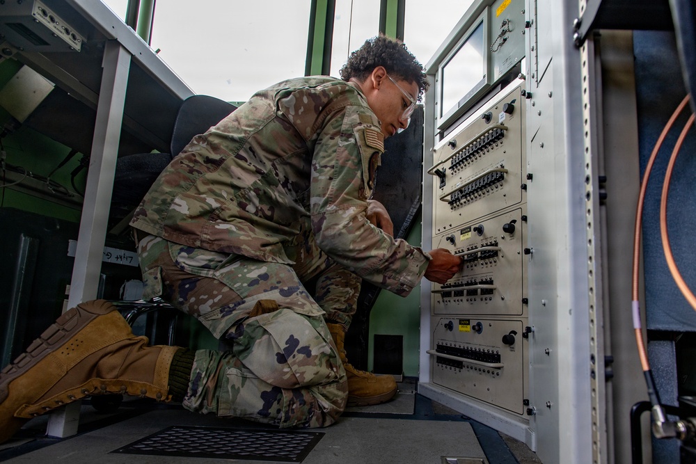 245th Combat Airfield Operations Squadron Airmen conduct field setup and teardown training at McEntire