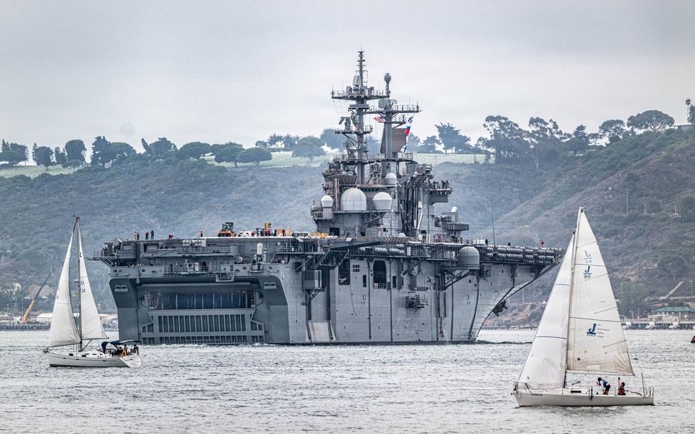 USS Essex Departs San Diego