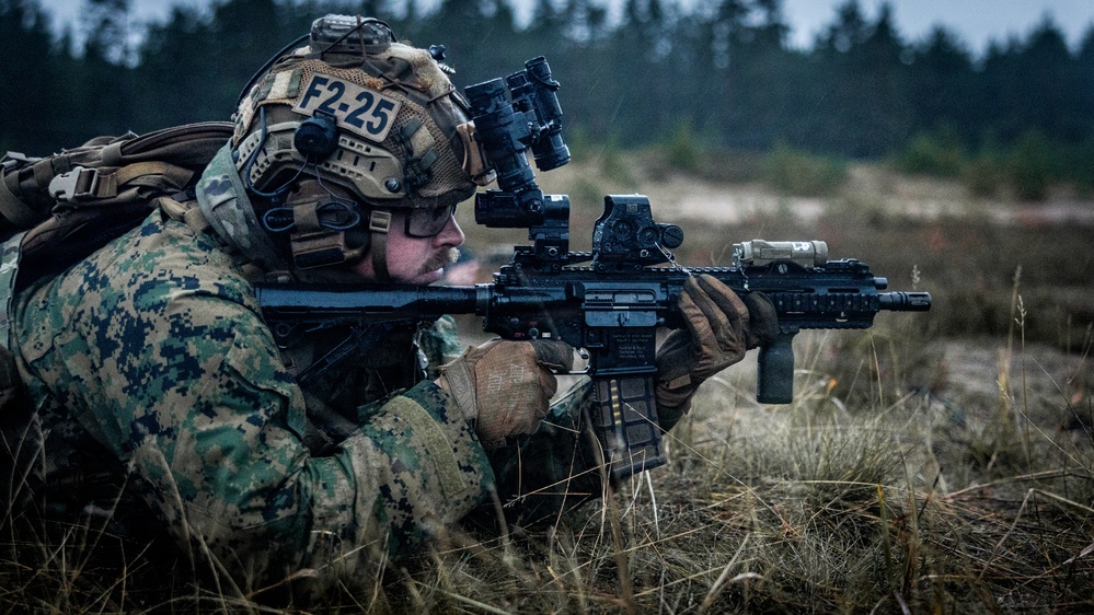 U.S. Marines conduct close-quarters battle qualification range in Finland