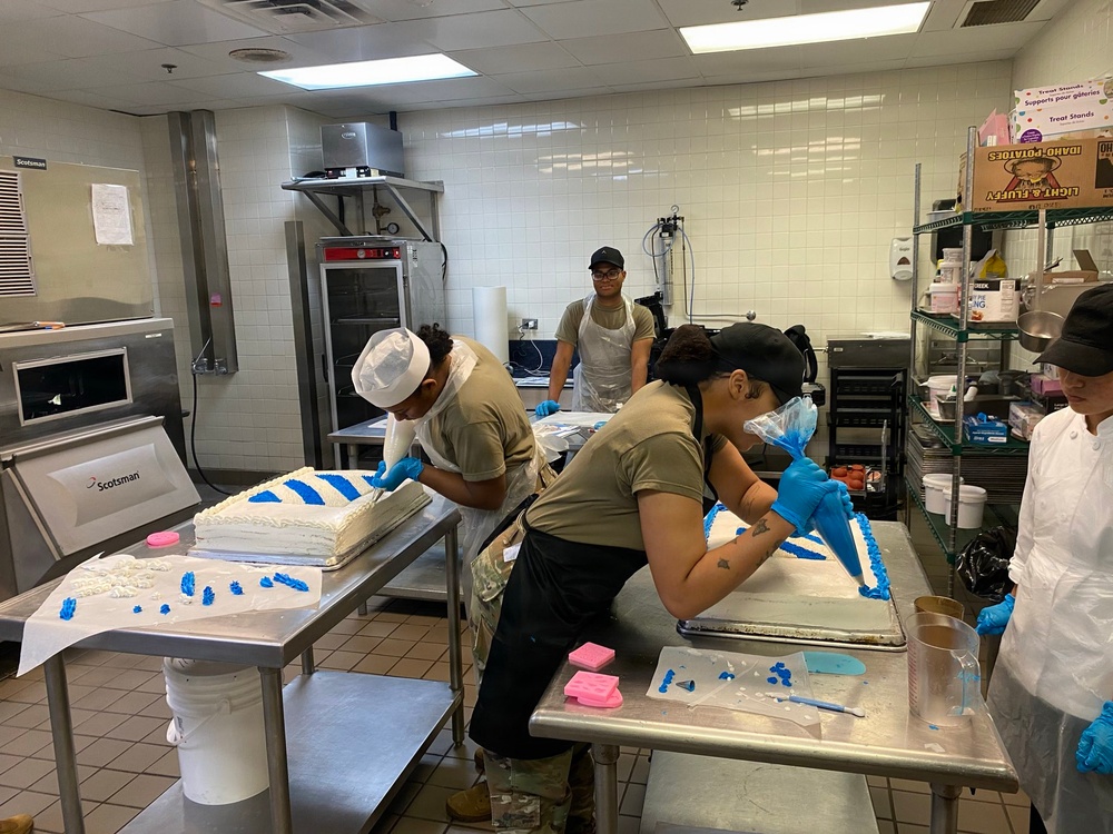 Dogface Soldiers decorate cakes