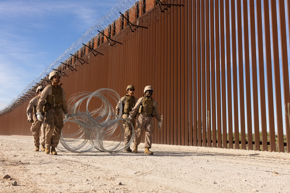 Marines reinforce the southern border barrier