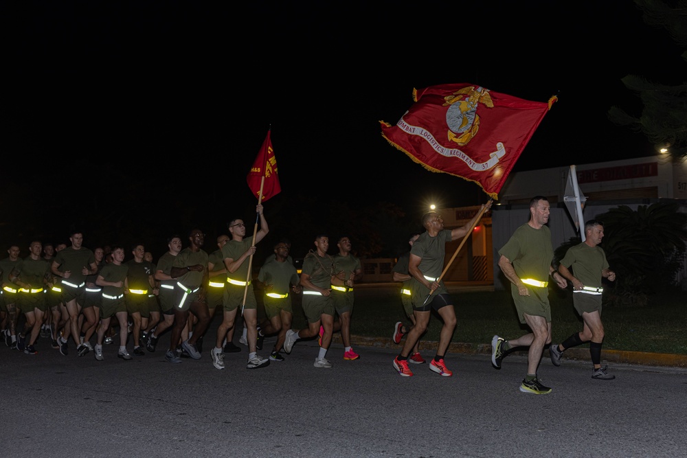 U.S. Marines with Combat Logistics Regiment 37 Conducts Marine Corps 250th Birthday Run and PT