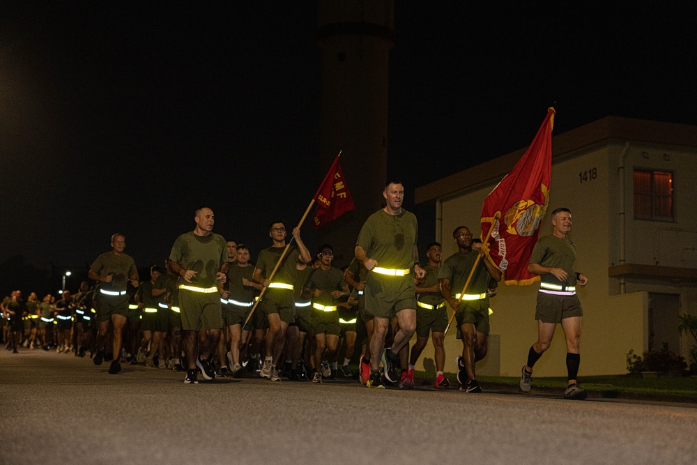 U.S. Marines with Combat Logistics Regiment 37 Conducts Marine Corps 250th Birthday Run and PT