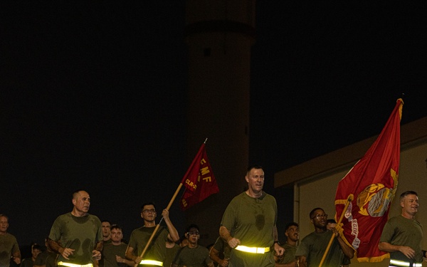 U.S. Marines with Combat Logistics Regiment 37 Conducts Marine Corps 250th Birthday Run and PT