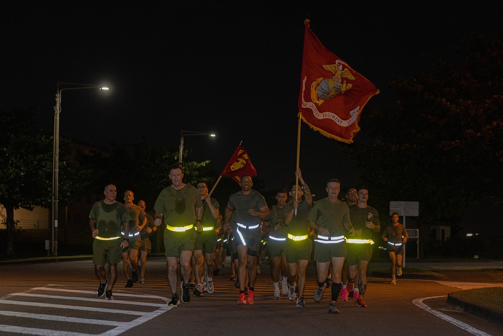 U.S. Marines with Combat Logistics Regiment 37 Conducts Marine Corps 250th Birthday Run and PT