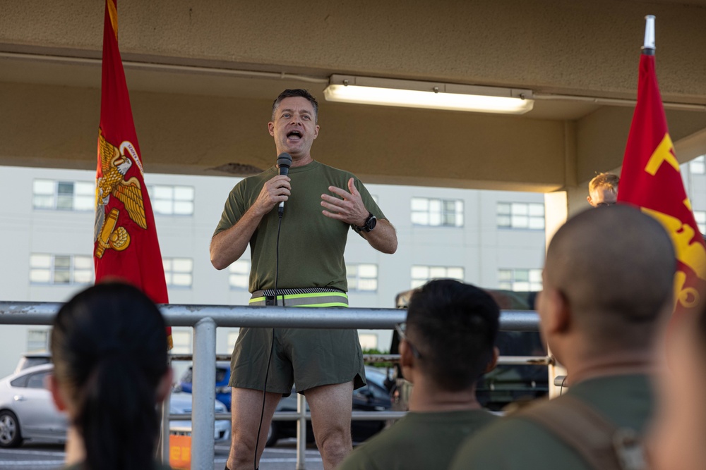 U.S. Marines with Combat Logistics Regiment 37 Conducts Marine Corps 250th Birthday Run and PT