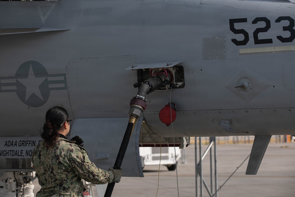 EA-18 Growlers Refuel at MCAS Iwakuni