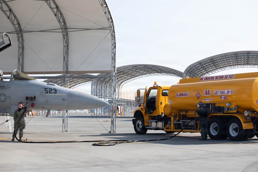 EA-18 Growlers Refuel at MCAS Iwakuni