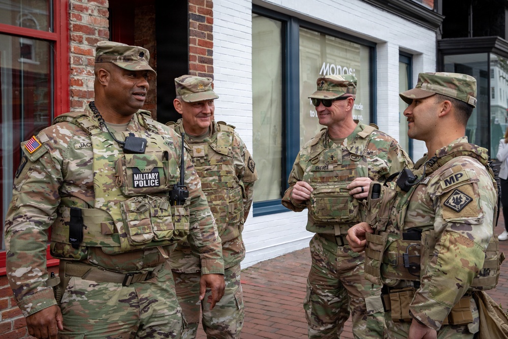 Joint Task Force Magnolia leadership visits troops on patrol in Washington, D.C.