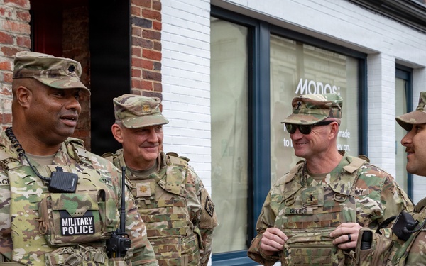 Joint Task Force Magnolia leadership visits troops on patrol in Washington, D.C.