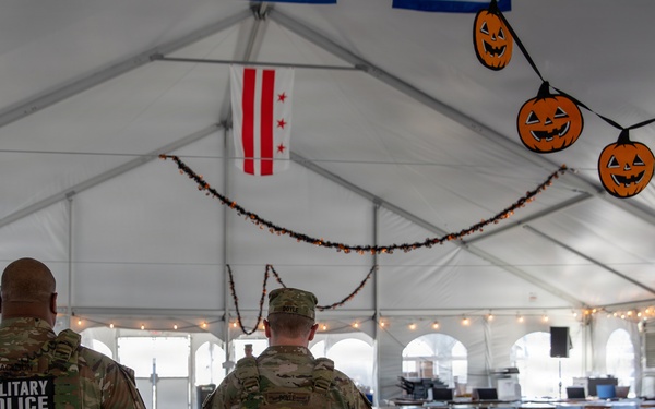 Joint Task Force Magnolia leadership visits troops on patrol on Halloween