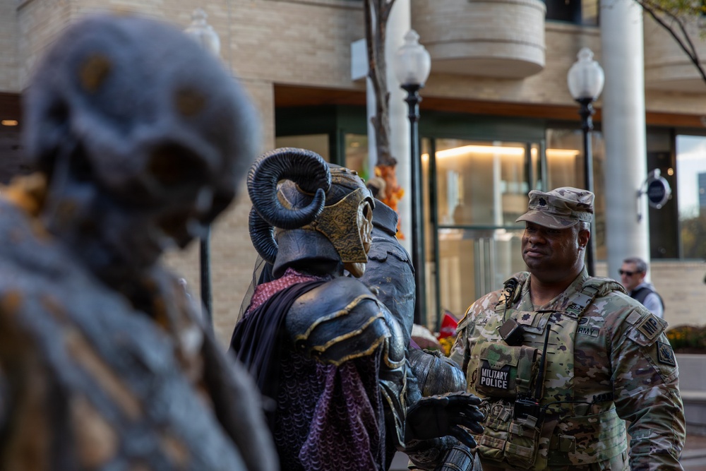 Joint Task Force Magnolia commander visits troops on patrol on Halloween
