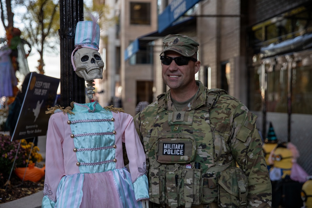 Joint Task Force Magnolia leadership visits troops on patrol on Halloween