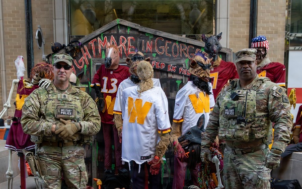 Joint Task Force Magnolia leadership visits troops on patrol on Halloween