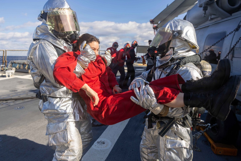 USS Rafael Peralta (DDG 115) Flight Deck Fire Drill
