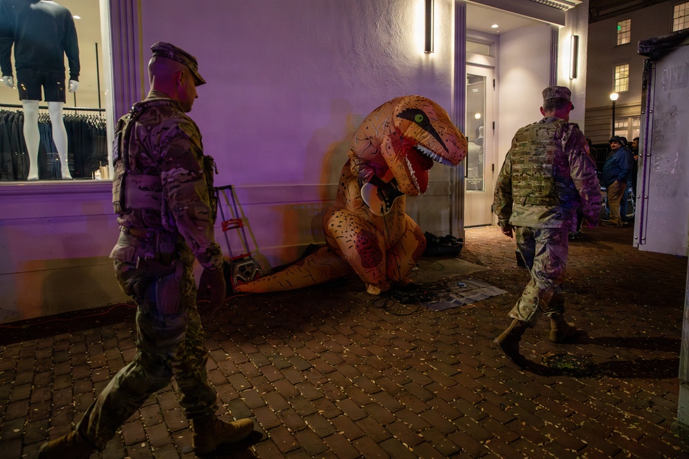 Joint Task Force Magnolia leadership visits troops on patrol on Halloween