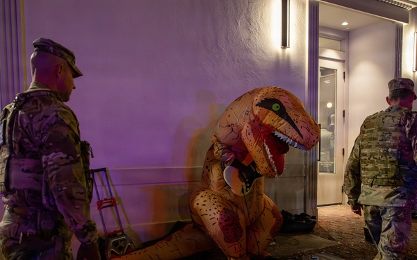 Joint Task Force Magnolia leadership visits troops on patrol on Halloween