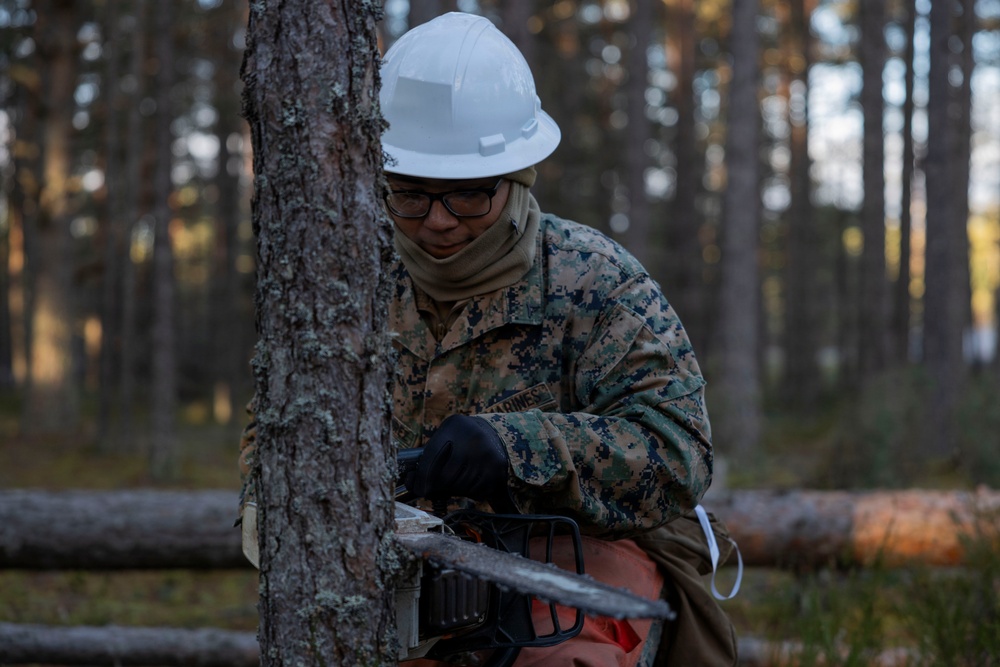 U.S. Marines with MWSS-273 and CLB-6 participate in tree falling operations