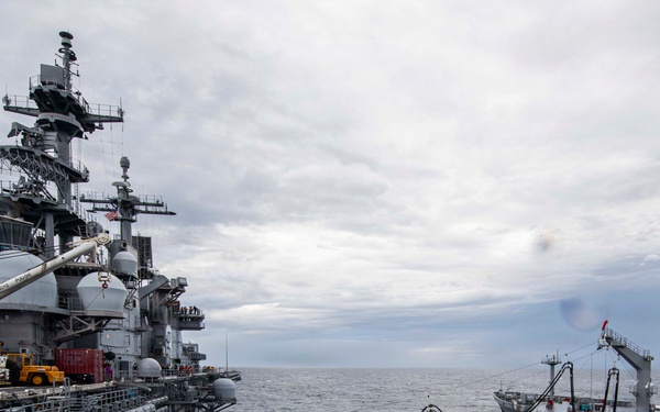 USS Kearsarge Conducts Replenishment At Sea