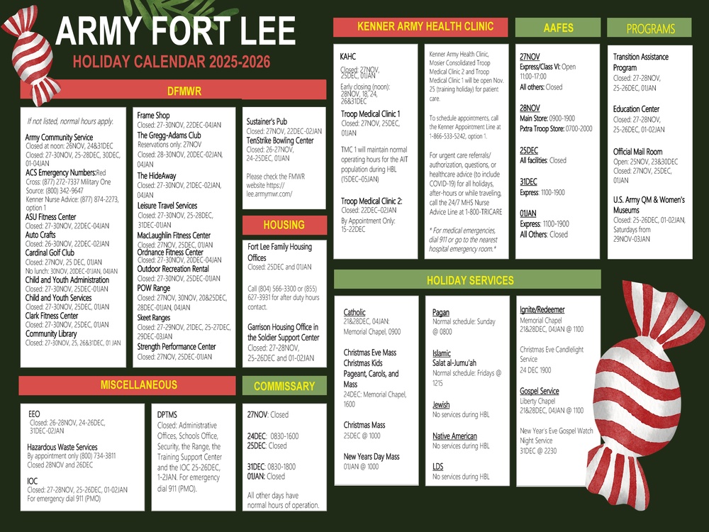 Adjusted holiday hours announced