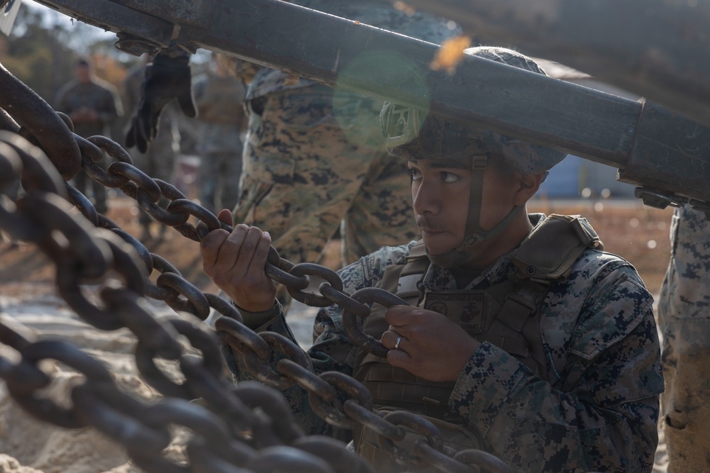 Marines with Headquarters and Service Battalion Conduct Fording and Recovery Training