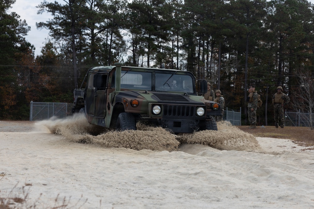 Marines with Headquarters and Service Battalion Conduct Fording and Recovery Training