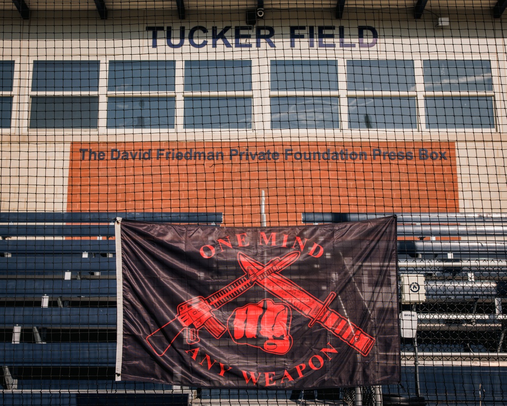 U.S. Marines with MAFCE challenge the George Washington University baseball team