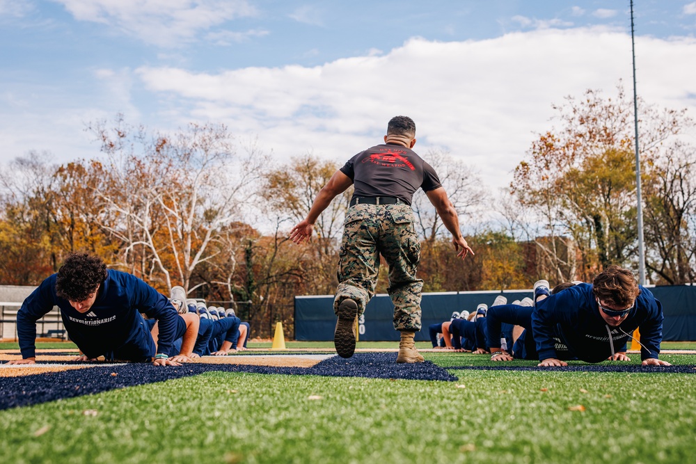 U.S. Marines with MAFCE challenge the George Washington University baseball team