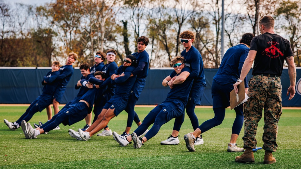 U.S. Marines with MAFCE challenge the George Washington University baseball team