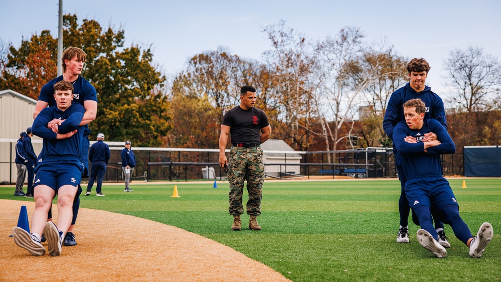 U.S. Marines with MAFCE challenge the George Washington University baseball team