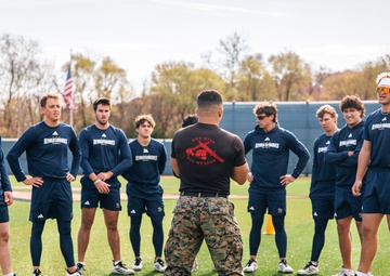 U.S. Marines with MAFCE challenge the George Washington University baseball team